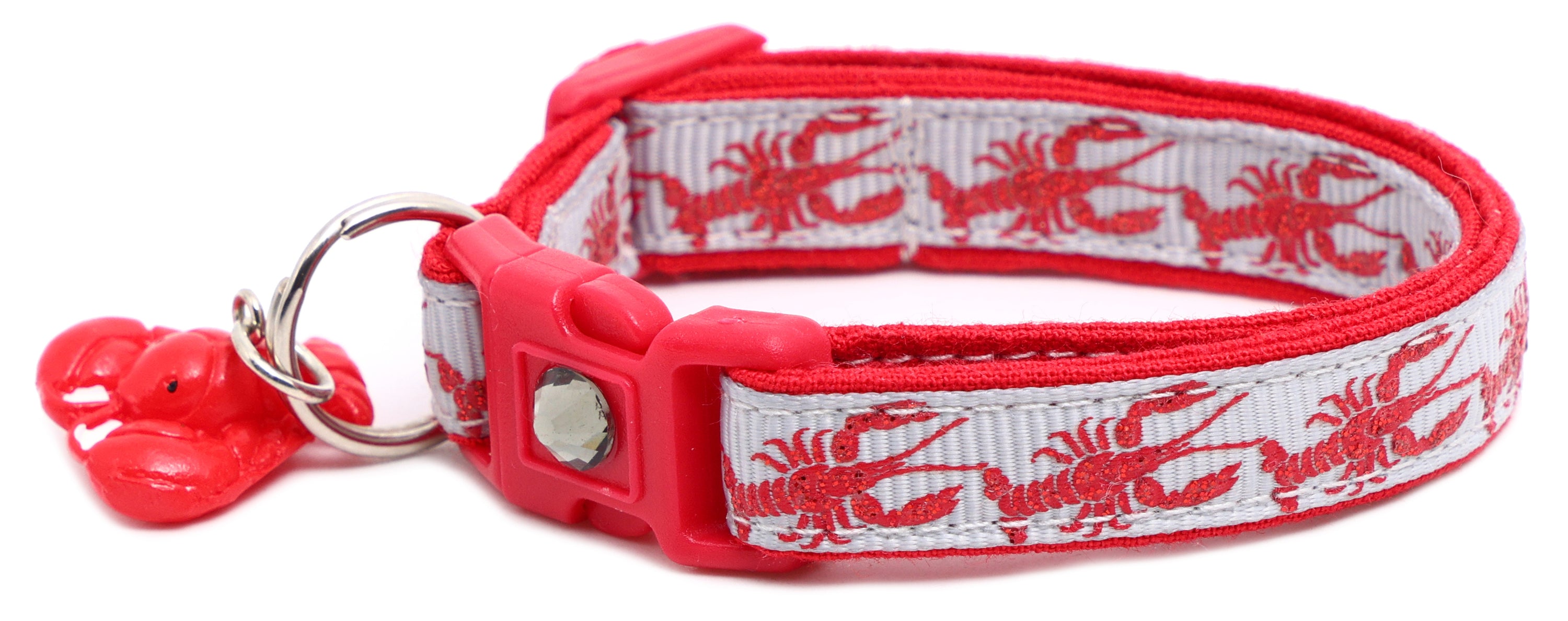Lobster Breakaway Cat Collar made of reinforced cotton, featuring a breakaway clip and customizable options.